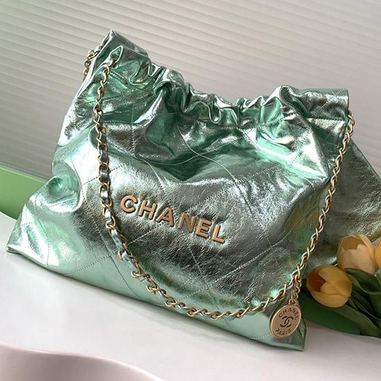Chanel Calfskin 22 Handbag Green AS3261
