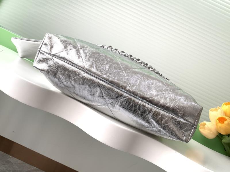 Chanel Calfskin 22 Handbag Silver AS3261