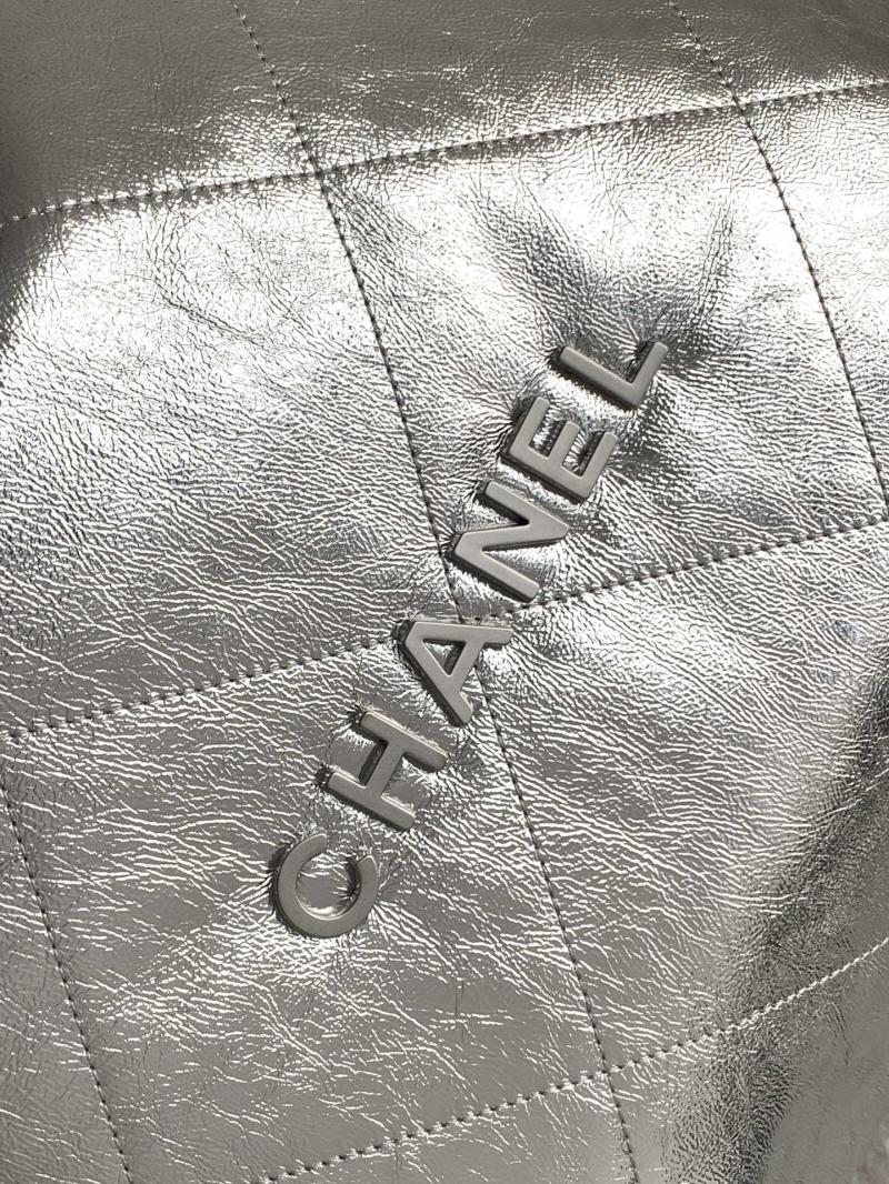 Chanel Calfskin 22 Handbag Silver AS3261