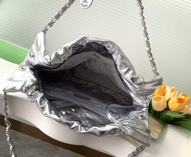 Chanel Calfskin 22 Handbag Silver AS3261