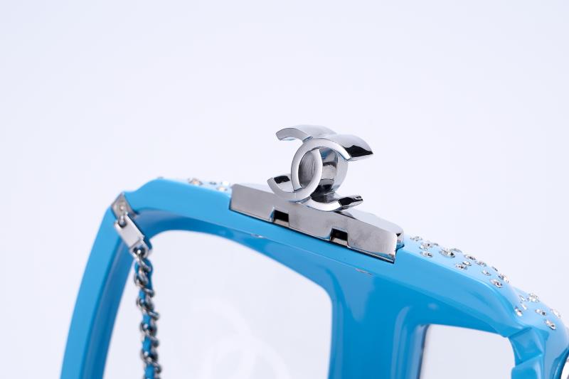Chanel Gondola Lift Minaudiere Clutch Bag Blue AS1200