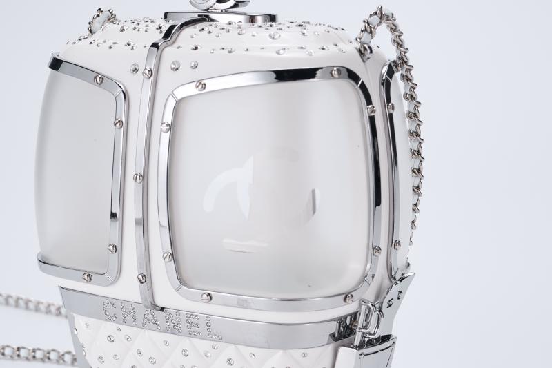 Chanel Gondola Lift Minaudiere Clutch Bag White AS1200