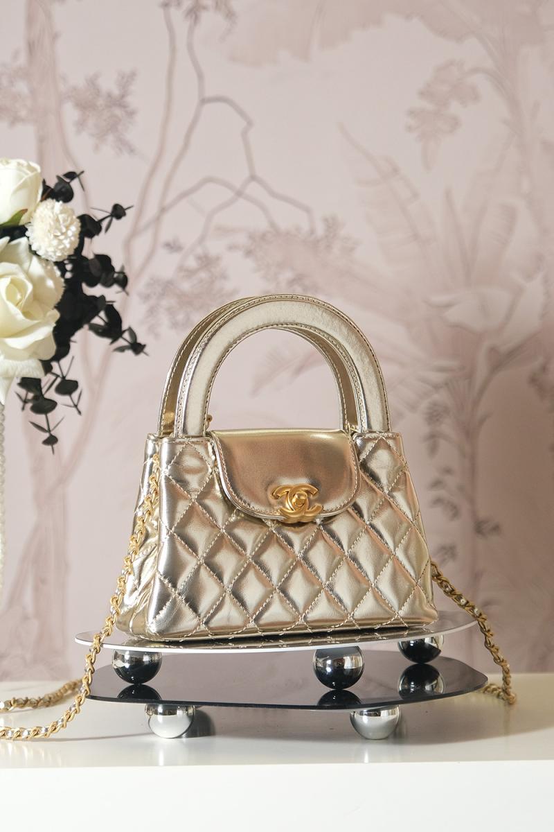 Chanel Lambskin Mini Kelly Shopping Bag Gold AS4416