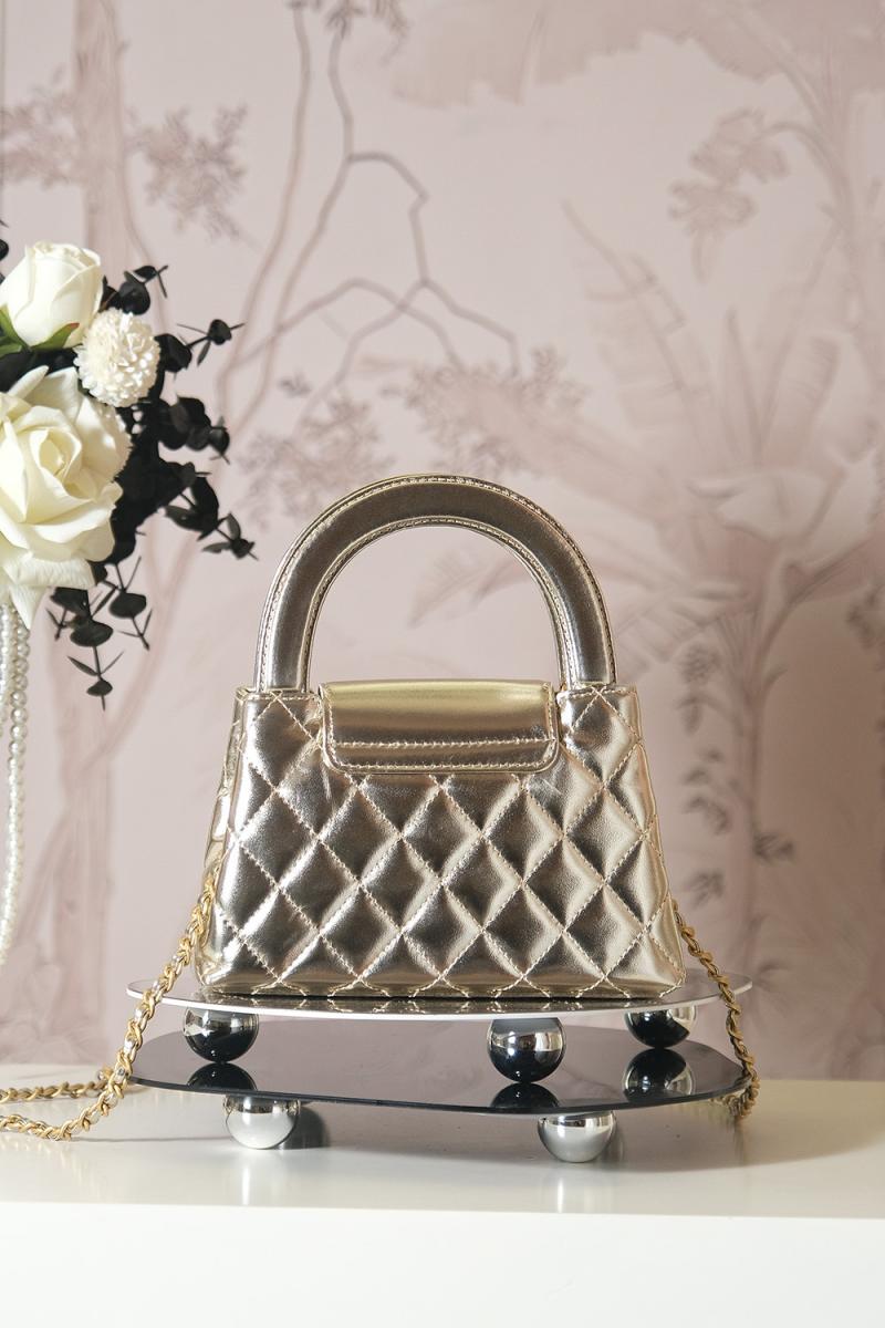 Chanel Lambskin Mini Kelly Shopping Bag Gold AS4416