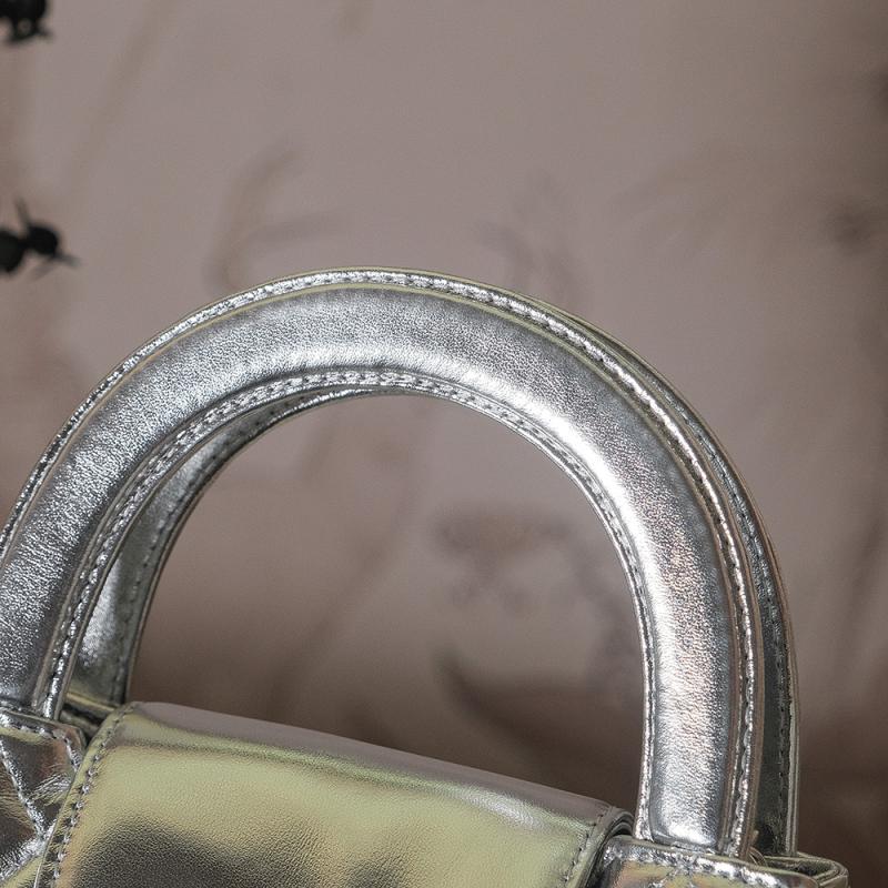 Chanel Lambskin Mini Kelly Shopping Bag Silver AS4416