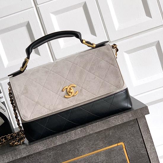Chanel Large Flap Bag With Top Handle Grey AS5637