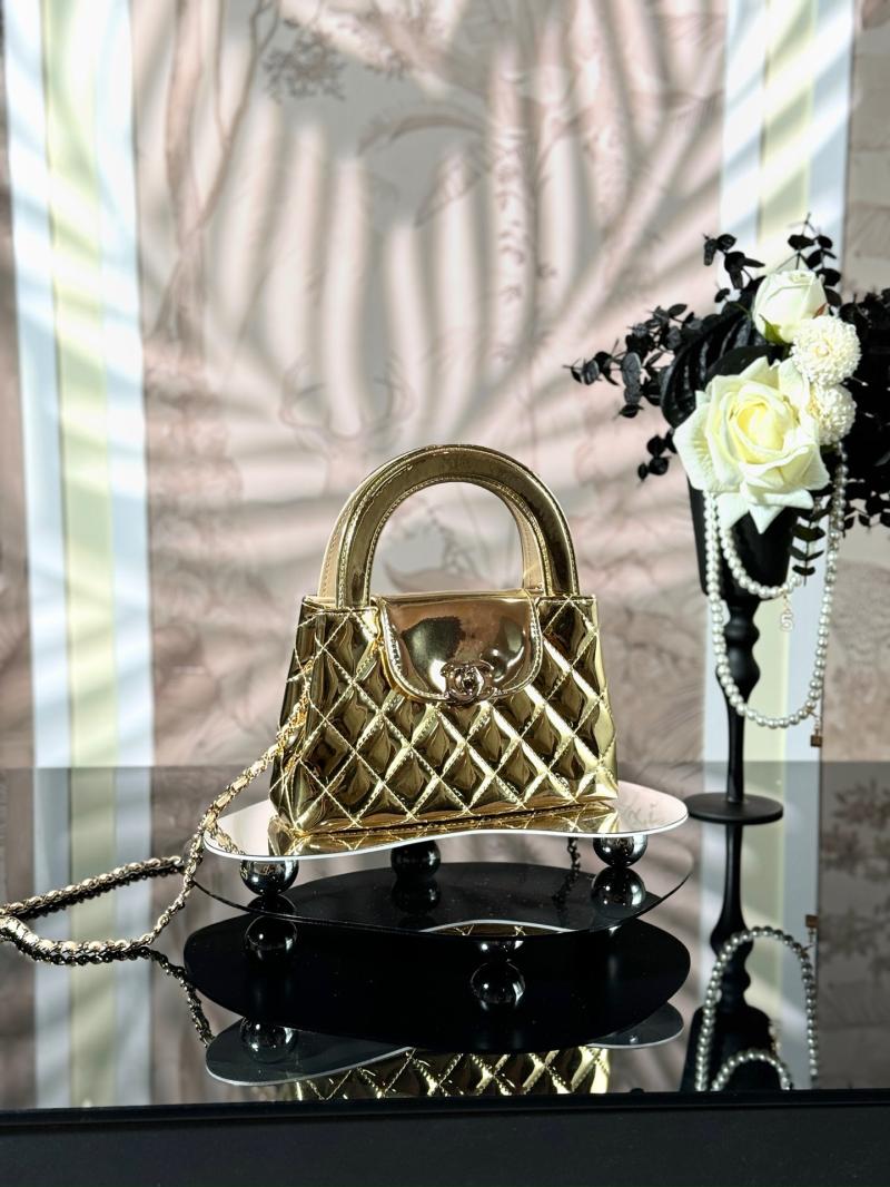 Chanel Patent Mini Kelly Shopping Bag Gold AS4416
