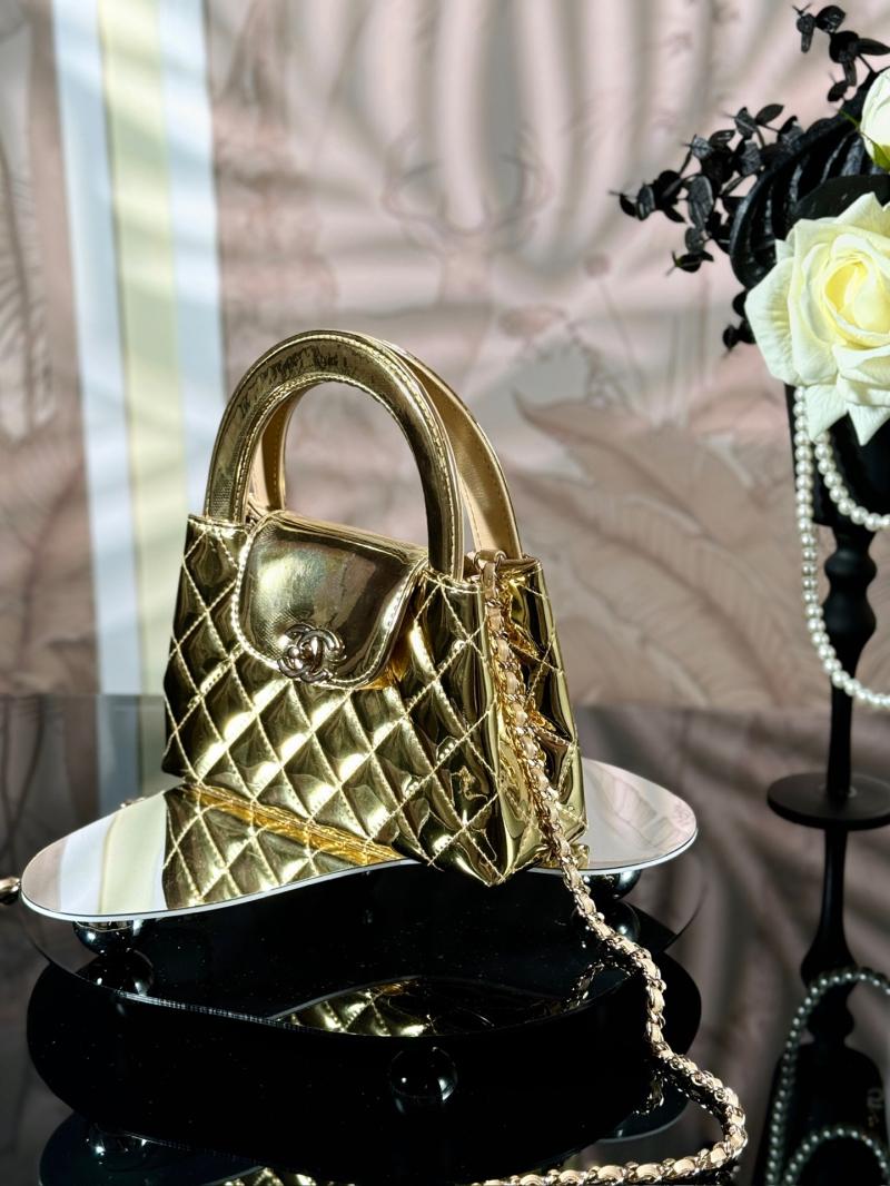 Chanel Patent Mini Kelly Shopping Bag Gold AS4416