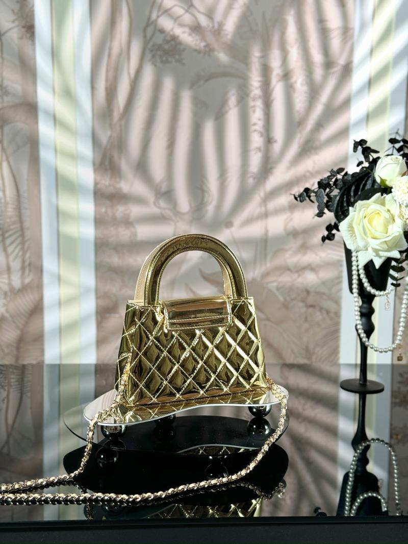 Chanel Patent Mini Kelly Shopping Bag Gold AS4416
