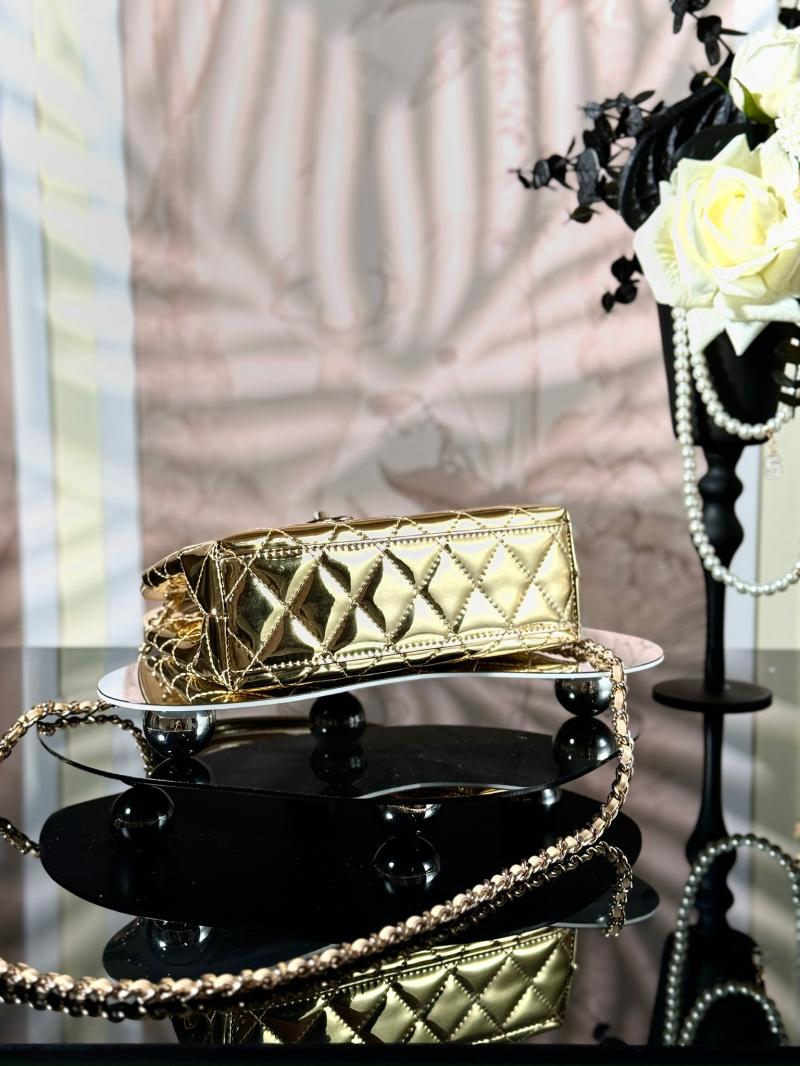 Chanel Patent Mini Kelly Shopping Bag Gold AS4416