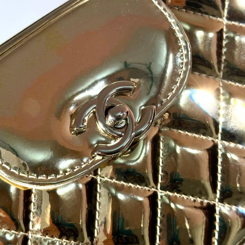 Chanel Patent Mini Kelly Shopping Bag Gold AS4416