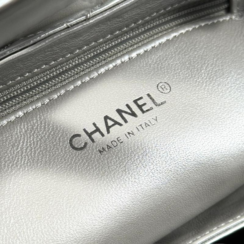 Chanel Patent Mini Kelly Shopping Bag Silver AS4416