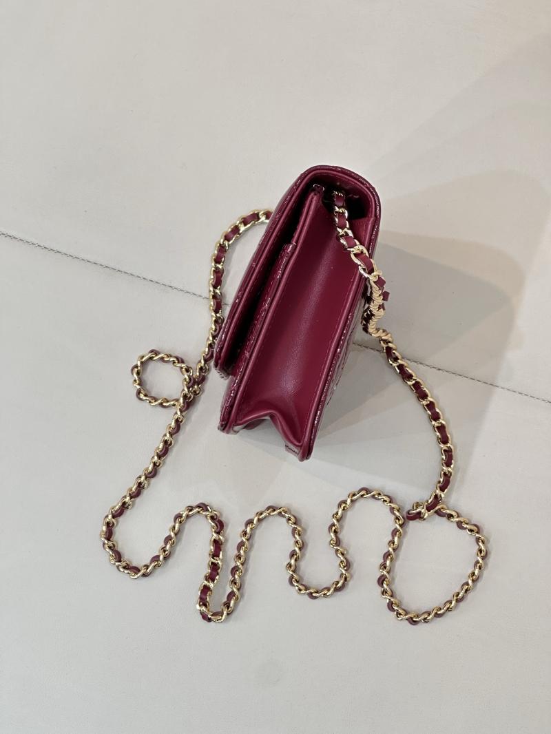 Chanel Patent WOC Chain Wallet Burgundy AP0250
