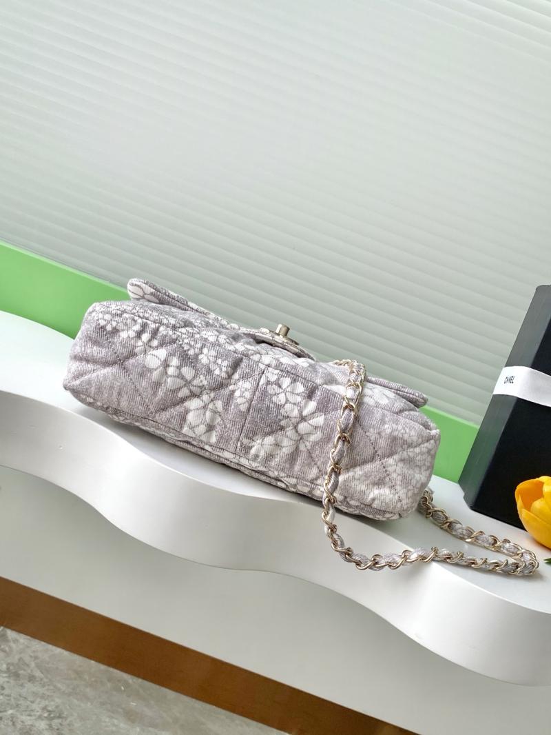 Chanel Printed Denim Flap Bag Grey AS5454