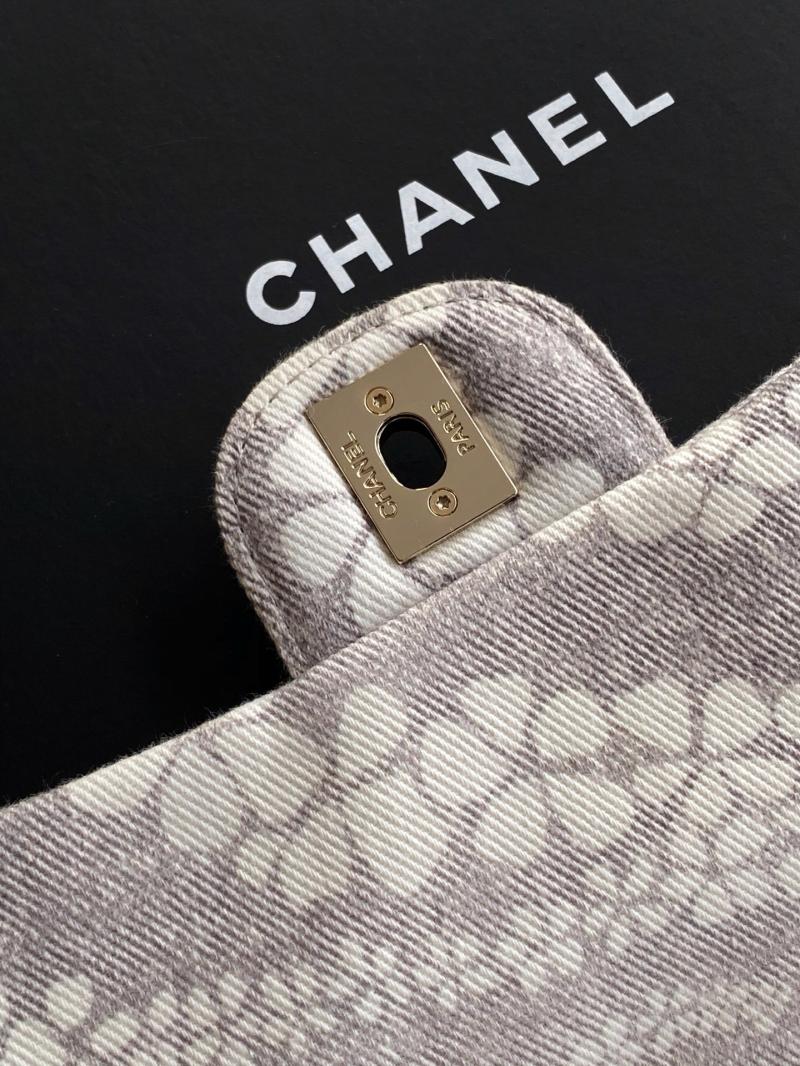 Chanel Printed Denim Flap Bag Grey AS5454