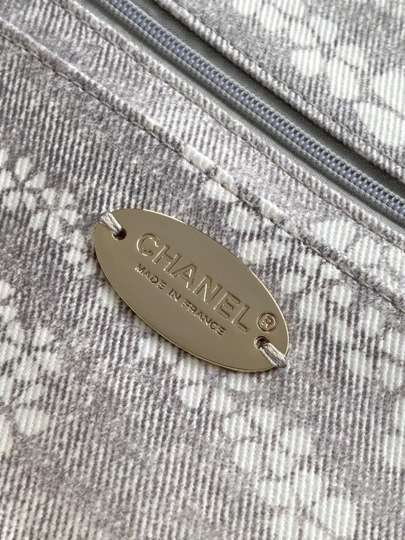 Chanel Printed Denim Flap Bag Grey AS5454