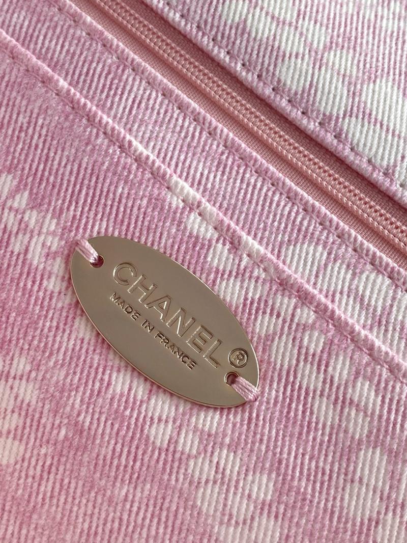 Chanel Printed Denim Flap Bag Pink AS5454