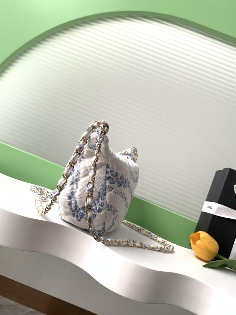Chanel Printed Denim Hobo Bag Blue AS5431