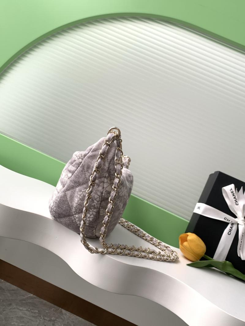 Chanel Printed Denim Hobo Bag Grey AS5431