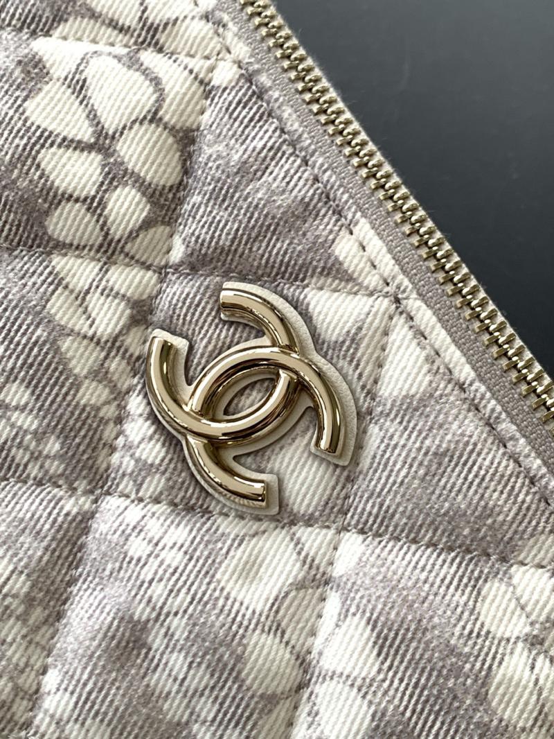 Chanel Printed Denim Hobo Bag Grey AS5431