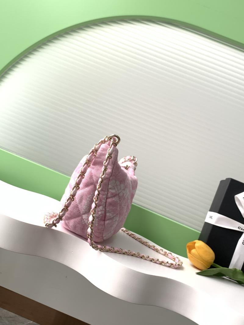 Chanel Printed Denim Hobo Bag Pink AS5431
