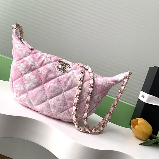 Chanel Printed Denim Hobo Bag Pink AS5431
