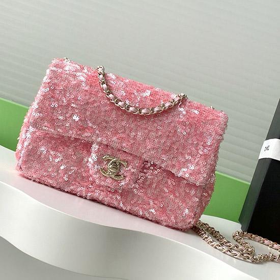 Chanel Sequins Flap Bag Pink AS4561