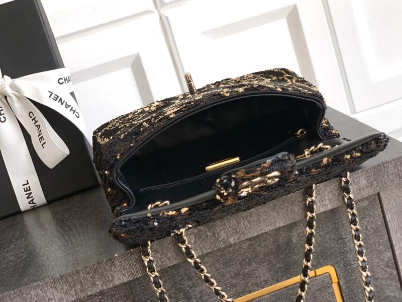 Small Chanel Sequins Flap Bag Pink AS6171
