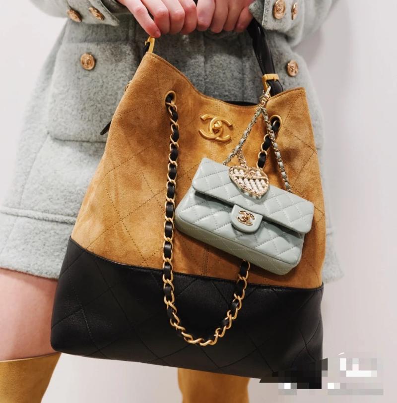 Chanel Suede Shopping Bag Camel AS5635