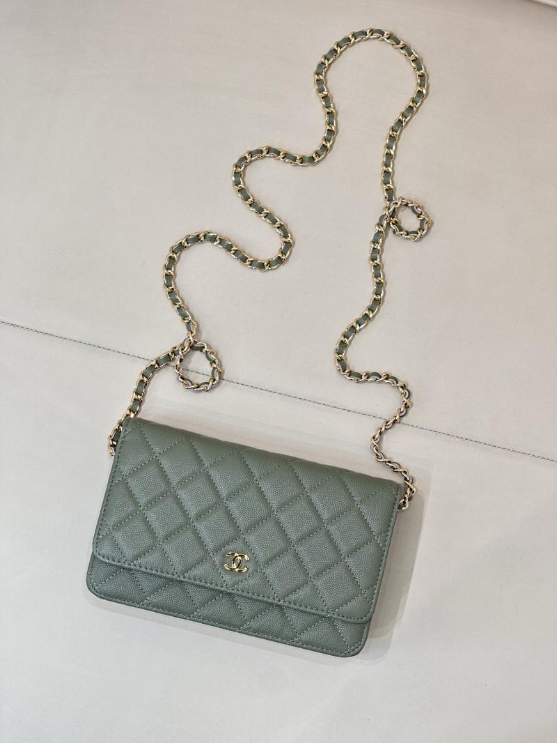 Chanel WOC Chain Wallet Green AP0250