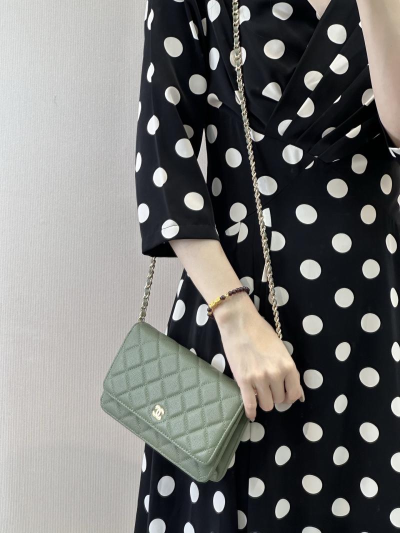 Chanel WOC Chain Wallet Green AP0250