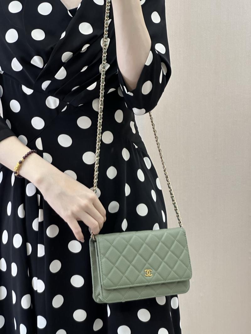 Chanel WOC Chain Wallet Green AP0250