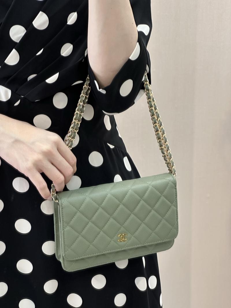 Chanel WOC Chain Wallet Green AP0250