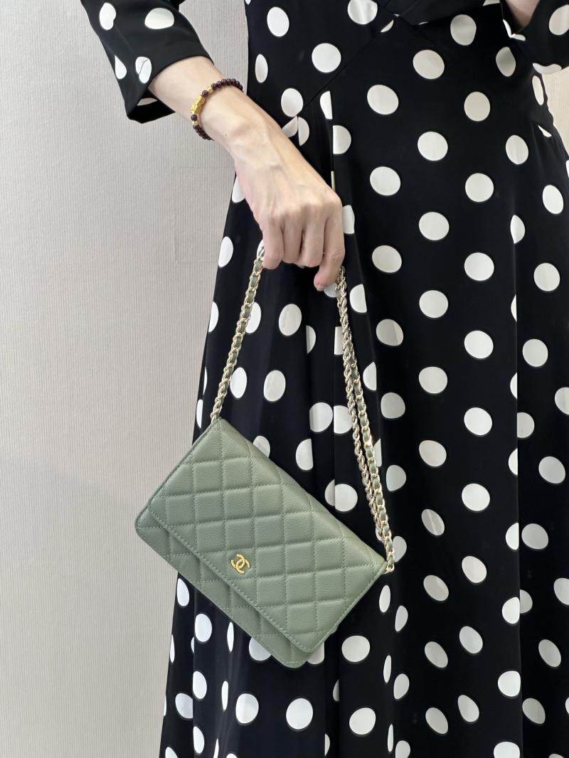 Chanel WOC Chain Wallet Green AP0250