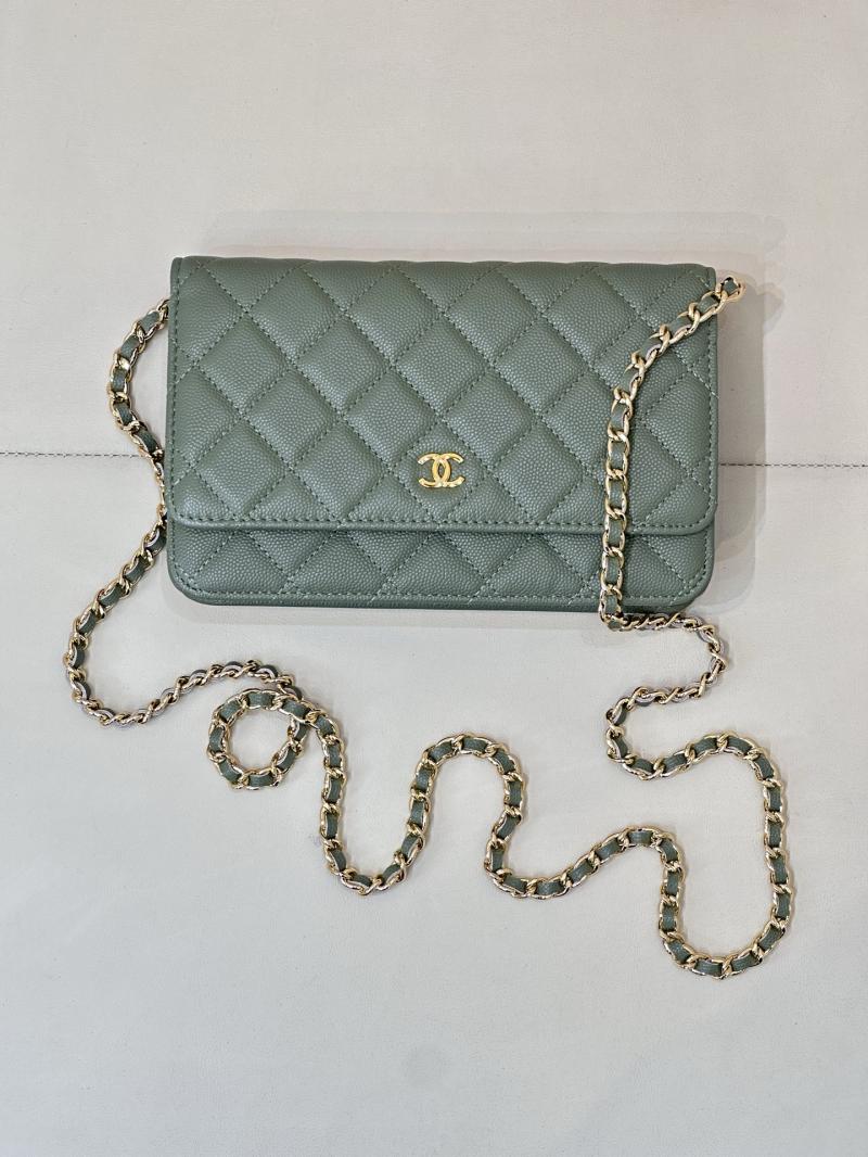 Chanel WOC Chain Wallet Green AP0250