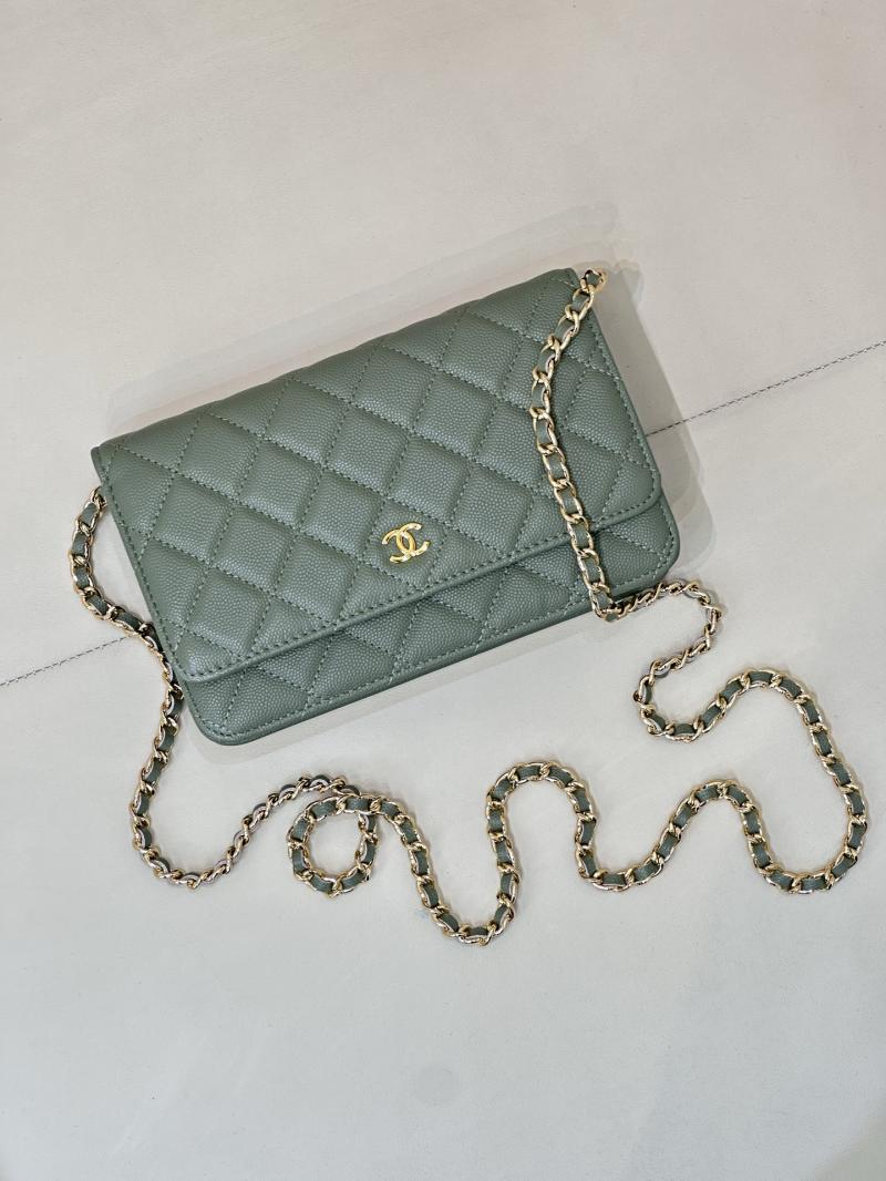 Chanel WOC Chain Wallet Green AP0250