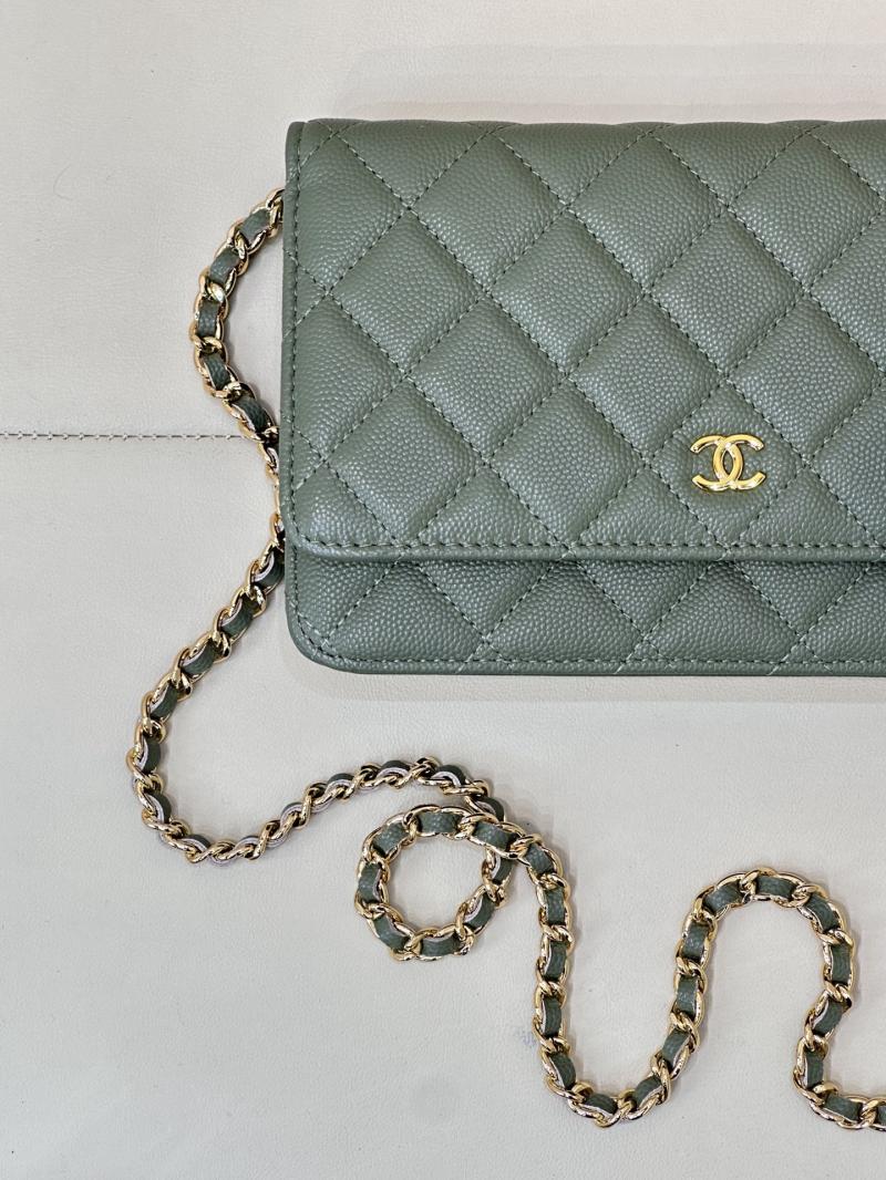 Chanel WOC Chain Wallet Green AP0250