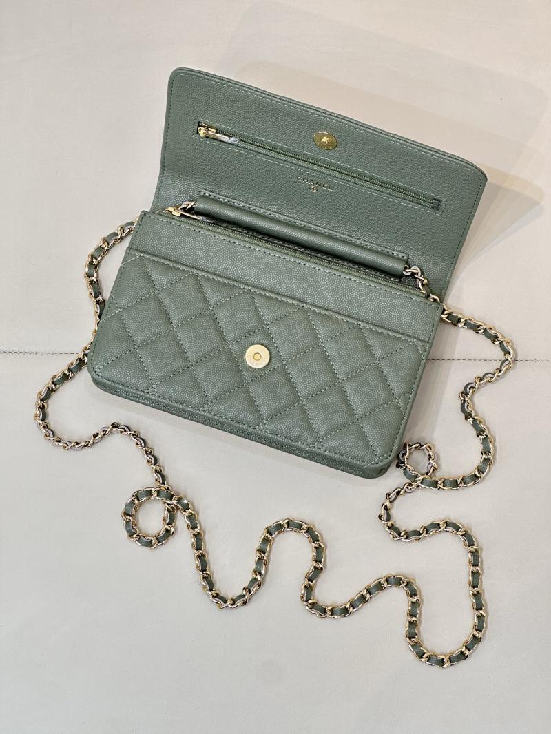 Chanel WOC Chain Wallet Green AP0250