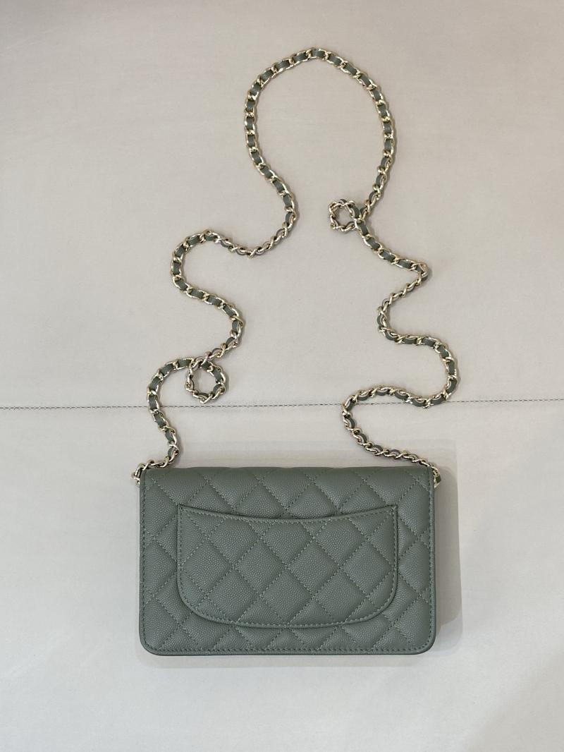 Chanel WOC Chain Wallet Green AP0250