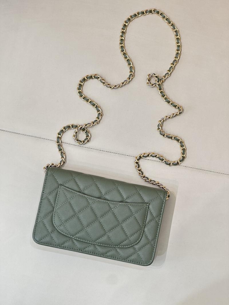 Chanel WOC Chain Wallet Green AP0250