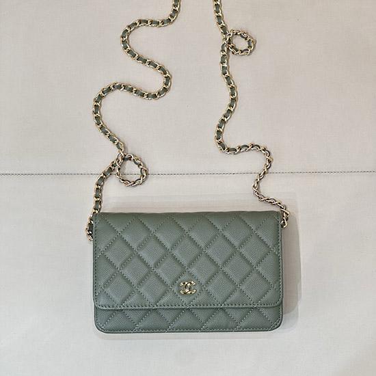 Chanel WOC Chain Wallet Green AP0250
