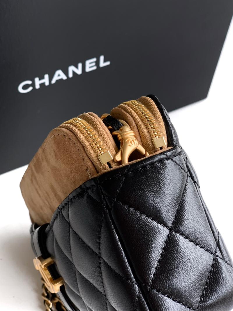 Chanel Zipped Phone Holder with Chain Beige AP4743