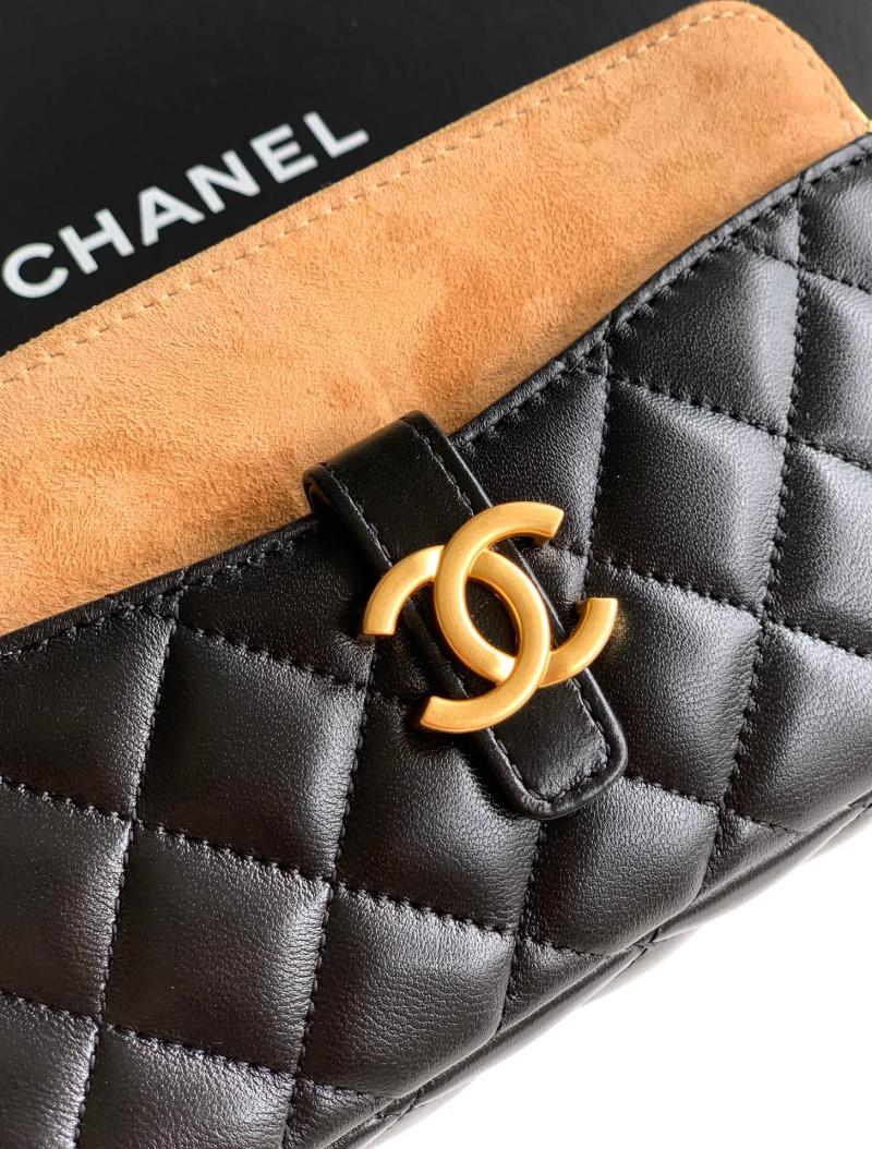 Chanel Zipped Phone Holder with Chain Beige AP4743