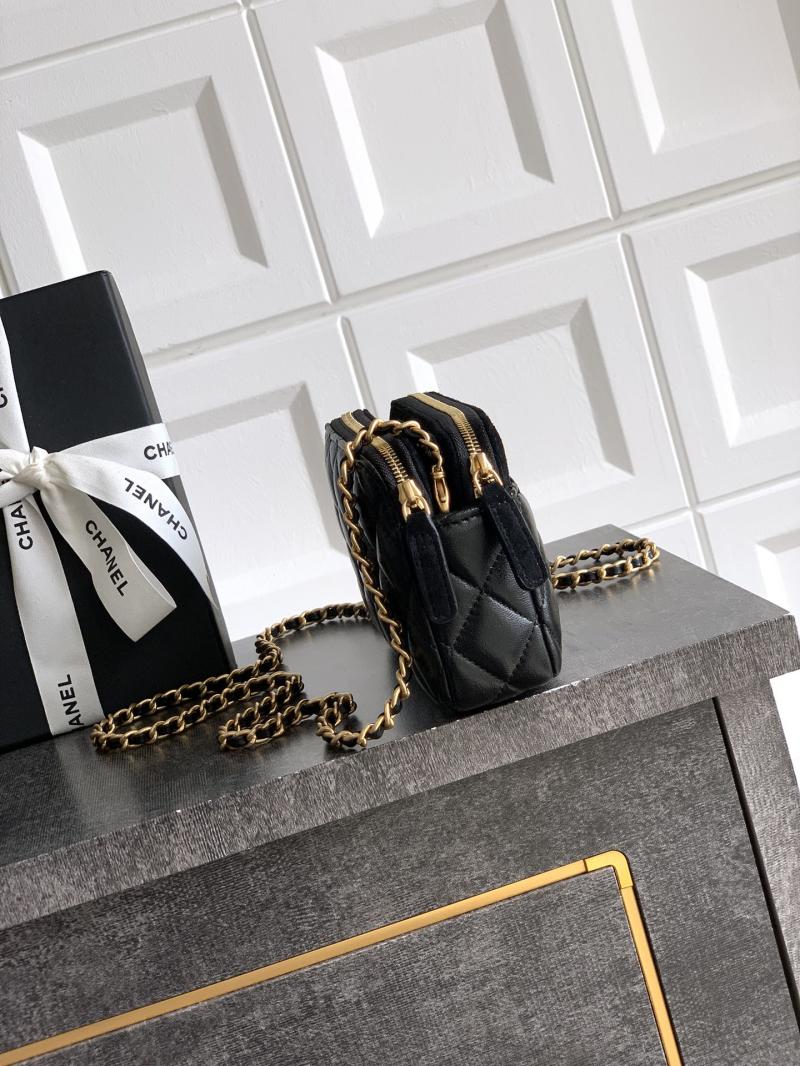 Chanel Zipped Phone Holder with Chain Black AP4743
