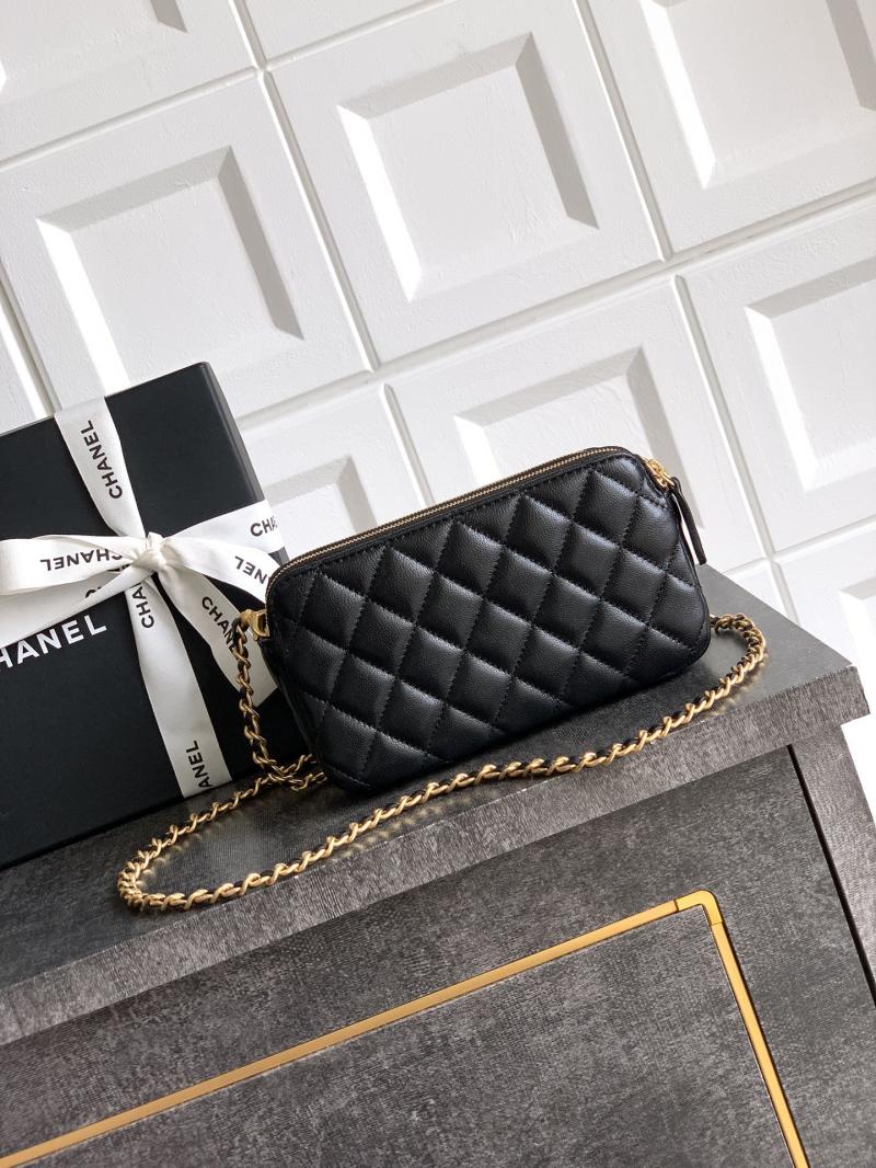 Chanel Zipped Phone Holder with Chain Black AP4743