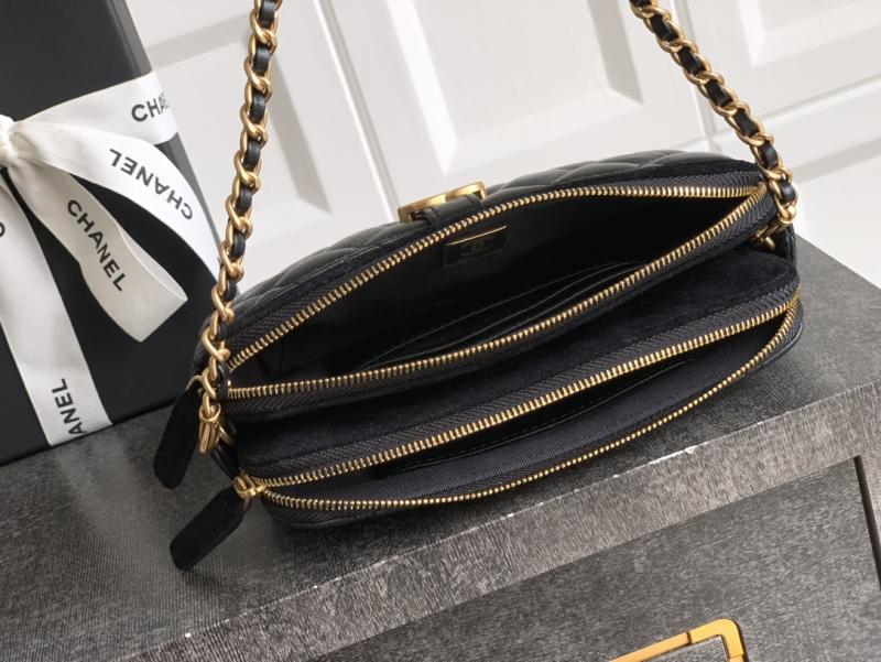 Chanel Zipped Phone Holder with Chain Black AP4743