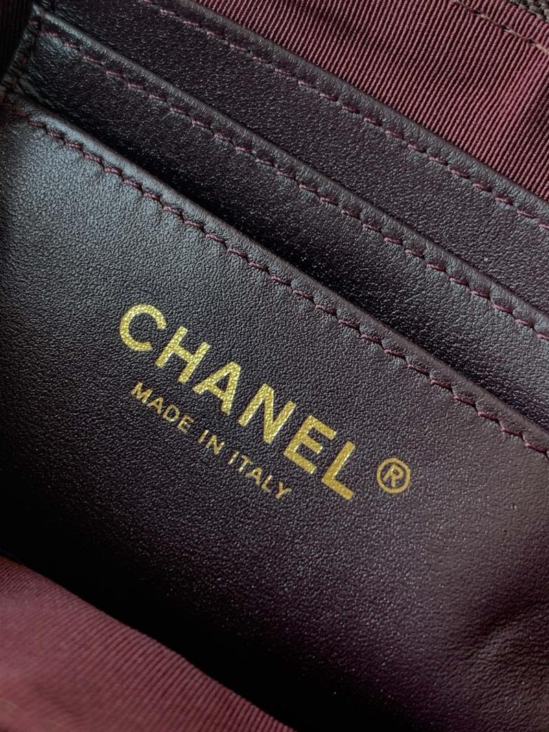 Chanel Zipped Phone Holder with Chain Dark Brown AP4743