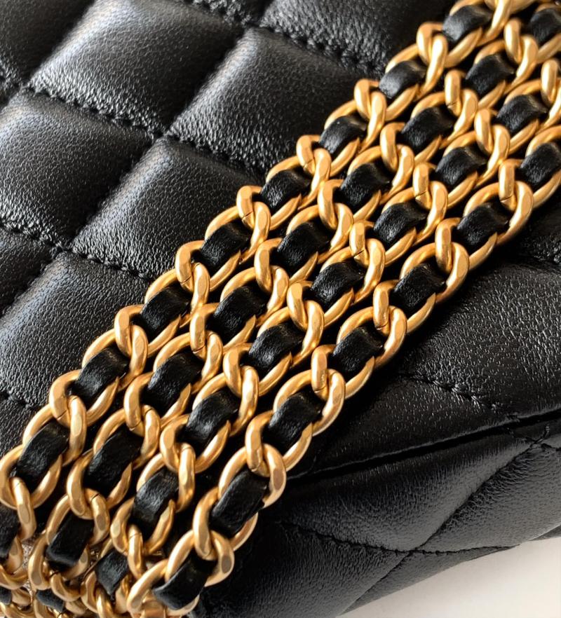 Chanel Zipped Phone Holder with Chain Grey AP4743