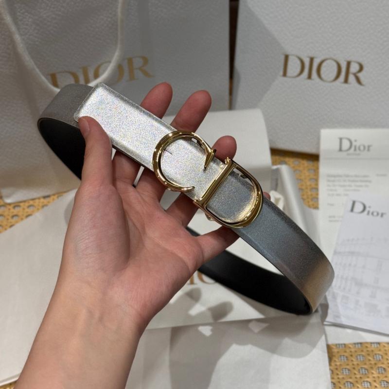 Dior 35mm Leather Belt Silver BDB61803