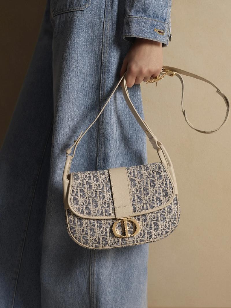 Dior Medium 30 Montaigne Satchel Bag with Raffia M9363